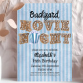 Invitation Jardin Nuit de cinéma Popcorn Marquee Lights