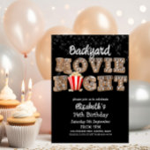 Invitation Jardin Nuit de cinéma Popcorn Marquee Lights