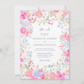 Invitation Jardin pastel fleurs sauvages photos Qr code maria (Devant)