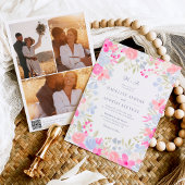 Invitation Jardin pastel fleurs sauvages photos Qr code maria