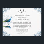 Invitation Jardin Peacock en Blue Mariage Anniversaire<br><div class="desc">Symbole de beauté,  le paon a inspiré ce design unique. Un beau paon se jette dans l'herbe,  tandis qu'à chacun des quatre coins il y a un rouleau d'angle bleu complémentaire. Ce serait parfait pour votre fête d'anniversaire ou événement mariage !</div>