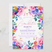Invitation Jardin peint brillant Fête de Graduation Florale (Devant)