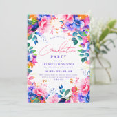 Invitation Jardin peint brillant Fête de Graduation Florale (Debout devant)