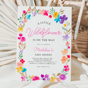 Invitation Jardin peint fleur sauvage baby shower de prairie