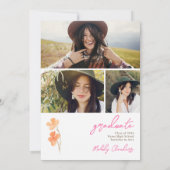 Invitation Jardin peint fleur sauvage graduation de prairie (Dos)