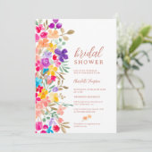 Invitation Jardin peint fleur sauvage prés nuptiale douche (Debout devant)