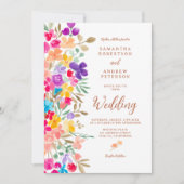Invitation Jardin peint fleur sauvage script photo mariage (Devant)