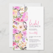 Invitation Jardin peint fleurs aquarelle douche nuptiale (Devant)