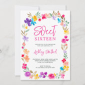 Invitation Jardin peint Pré fleur sauvage Sweet 16 (Devant)