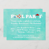 Invitation Jardin Piscine extérieure Fête d'anniversaire (Devant / Derrière)
