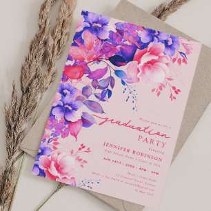Invitation Jardin Plutôt Chic Purple Jardin Floral Graduation