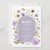 Invitation Jardin pourpre Fleur sauvage bébé en fleurs douche (Devant)