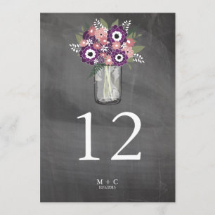 Invitation Jardin pourpre Mason Jar Chalkboard  Numéro de tab