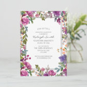 Invitation Jardin Purple Aquarelle Florale Blanc Grad Party (Debout devant)