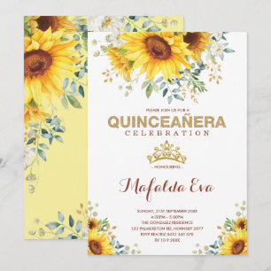 Invitation Jardin Quinceanera d'été Fleurs de soleil 15e anni