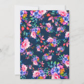 Invitation Jardin Rainbow tendance Baby shower floral Marine (Dos)