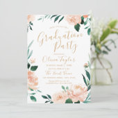Invitation Jardin romantique aquarelle fête de graduation flo (Debout devant)