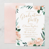 Invitation Jardin romantique aquarelle fête de graduation flo (Devant / Derrière)