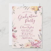 Invitation Jardin romantique aquarelle fête de graduation flo (Devant)