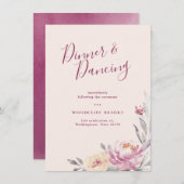 Invitation Jardin romantique aquarelle réception fleurie (Devant / Derrière)