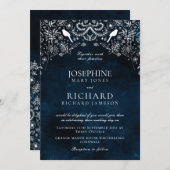 Invitation Jardin romantique bleu et blanc Secret (Devant / Derrière)