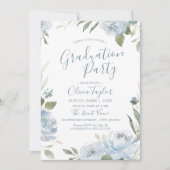 Invitation Jardin romantique bleu poussiéreux fête de graduat (Devant)