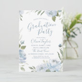 Invitation Jardin romantique bleu poussiéreux fête de graduat (Debout devant)