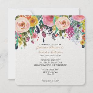 Invitation Jardin romantique Carré Mariage