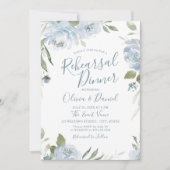 Invitation Jardin romantique dîner de répétition florale bleu (Devant)