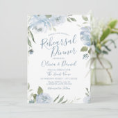 Invitation Jardin romantique dîner de répétition florale bleu (Debout devant)