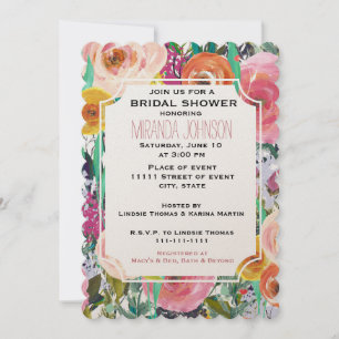 Invitation Jardin romantique Fête des mariées aquarelle