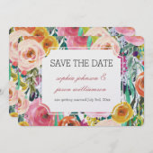 Invitation Jardin romantique Fleurs colorées enregistrer la d (Devant / Derrière)