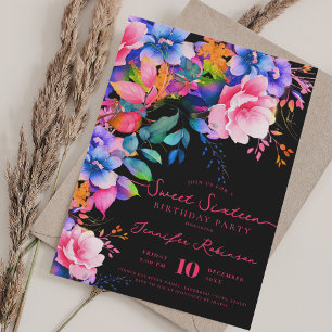 Invitation Jardin romantique Floral Sweet 16 Anniversaire Noi