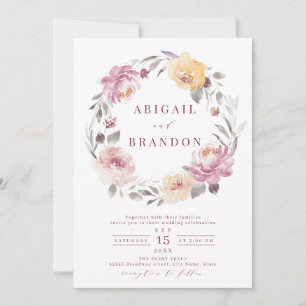 Invitation Jardin romantique mauve aquarelle mariage floral d