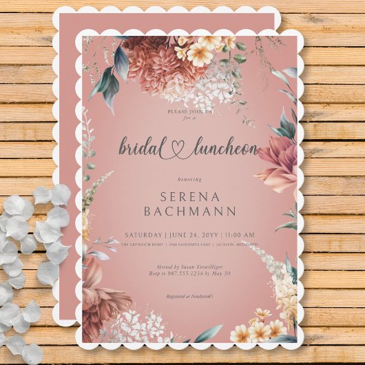 Invitation Jardin romantique moderne déjeuner nuptial floral