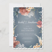 Invitation Jardin romantique moderne Floral Bleu Bridal déjeu (Devant)
