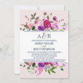 Invitation Jardin romantique Monogramme Mariage (Devant)