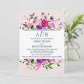 Invitation Jardin romantique Monogramme Mariage (Debout devant)