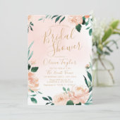 Invitation Jardin romantique pêche Fête des mariées florale (Debout devant)