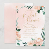 Invitation Jardin romantique pêche Fête des mariées florale (Devant / Derrière)