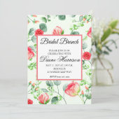 Invitation Jardin rose Aquarelle Rose Bouquet Fête des mariée (Debout devant)