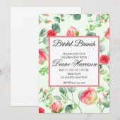 Invitation Jardin rose Aquarelle Rose Bouquet Fête des mariée (Devant / Derrière)