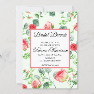 Invitation Jardin rose Aquarelle Rose Bouquet Fête des mariée