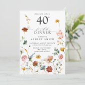 Invitation Jardin rose Calligraphie florale 40e anniversaire (Debout devant)