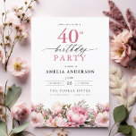 Invitation Jardin rose Calligraphie florale 40e anniversaire<br><div class="desc">Célébrez dans le style avec une calligraphie fleurie jardin 40e anniversaire invitation, parfait pour un évènement marquant. Avec ses motifs floraux vibrants et son élégante calligraphie, cette invitation donne un ton fantaisiste mais sophistiqué à votre célébration. Le thème du jardin luxuriant mêle beauté naturelle et typographie gracieuse, créant un look...</div>