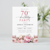 Invitation Jardin rose Calligraphie florale 70e anniversaire (Debout devant)