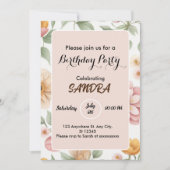 Invitation Jardin rose clair chic Floral Anniversaire (Devant)