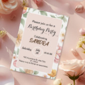 Invitation Jardin rose clair chic Floral Anniversaire