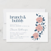 Invitation Jardin rose de la marine Brunch Bubbly douche (Devant)