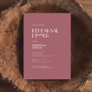 Invitation Jardin rose Dîner de répétition Rose foncé